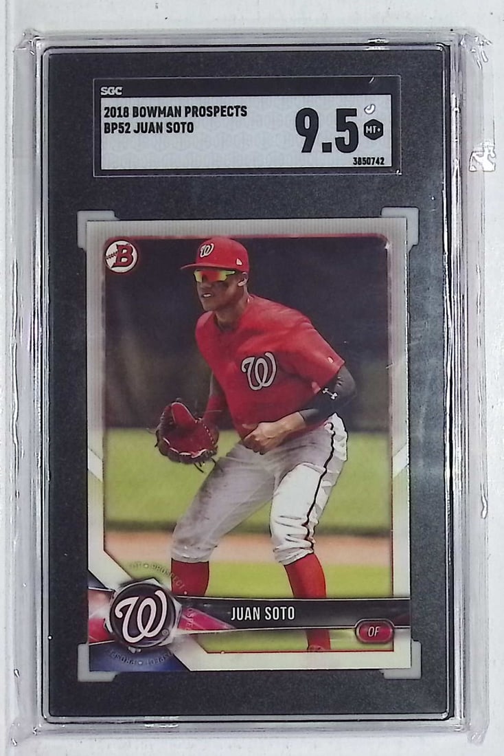 Juan Soto SGC 9.5 2018 Bowman Prospects #BP52: Bowman Baseball MLB Trading & Sports Cards, Sports Cards for Sale Near Me, World Series & Hall of Fame Players, SP, SSP, Chrome, 1st Bowman, Auction Memorabilia Lots Sold On Line