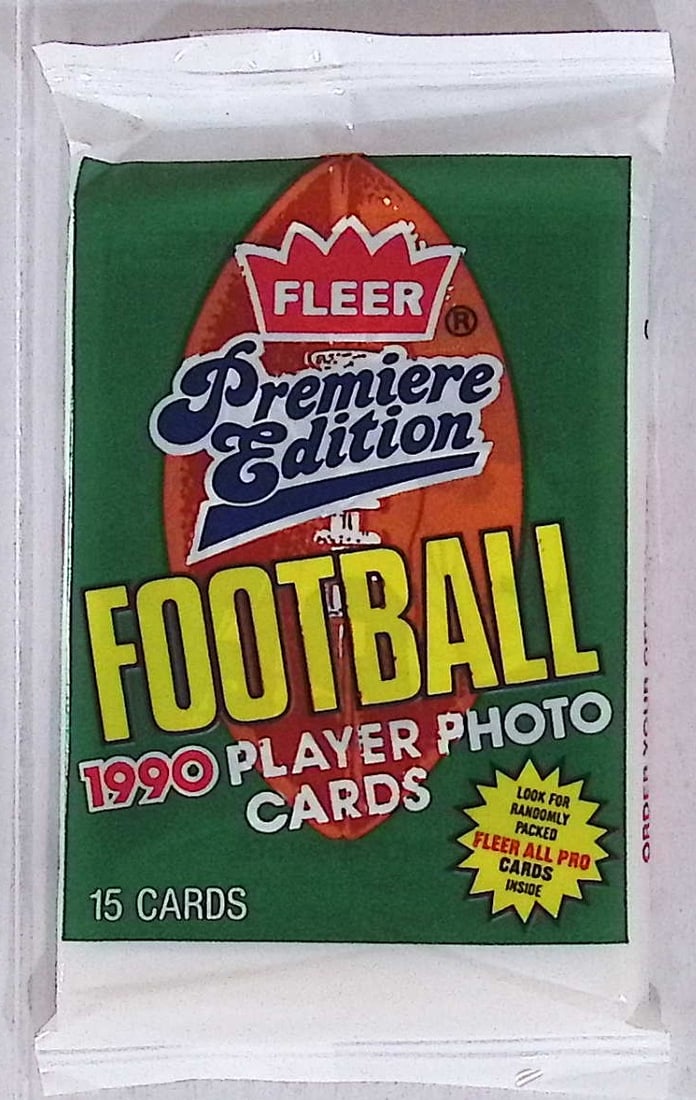 1990 Fleer Vintage Football Cards Premier Edition Retail Box Pack Sports Cards NFL Cards: Fleer Vintage Football NFL Trading & Sports Cards, Superbowl Memorabilia, Old Sports Cards for Sale Near Me, Emmitt Smith, Dan Marino, Joe Montana, John Elway, Valuable Auction Memorabilia Lots for Sa