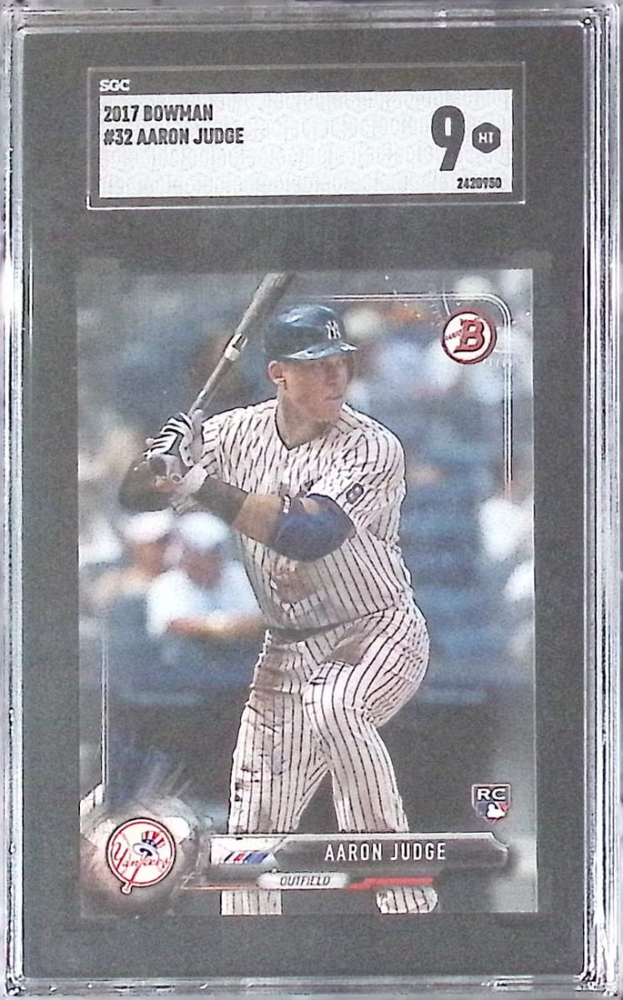 Aaron Judge Rookie Card SGC 9 2017 Bowman #32 New York Yankees: Bowman Baseball MLB Trading & Sports Cards, Sports Cards for Sale Near Me, World Series & Hall of Fame Players, SP, SSP, Chrome, 1st Bowman, Auction Memorabilia Lots Sold On Line