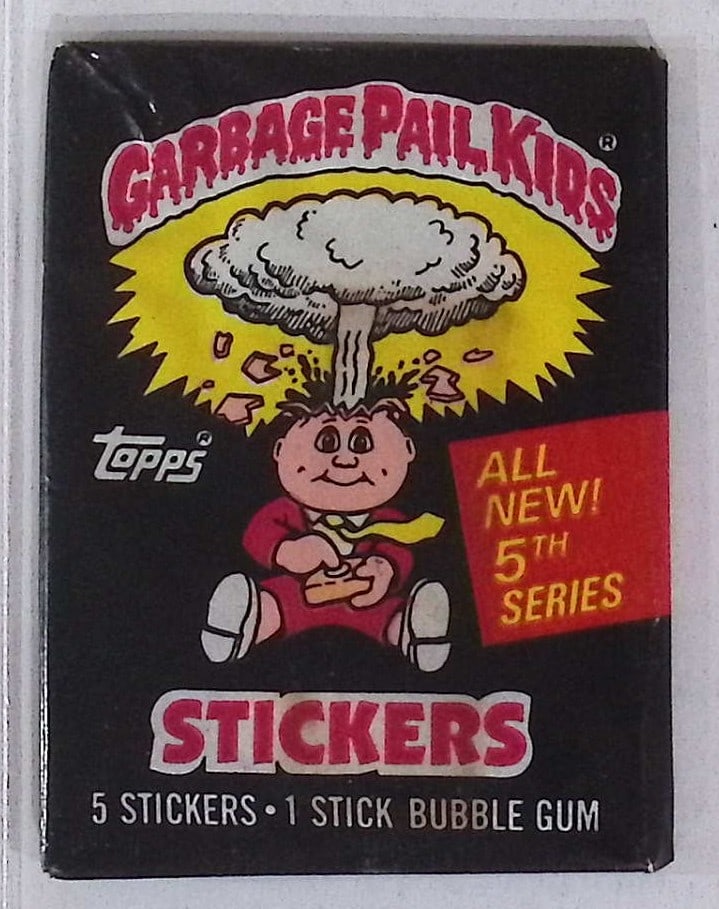 1986 Topps Vintage Garbage Pail Kids Retail Box Wax Pack - 5th Series: Sealed Packs this old have no card quality guarantees - Topps Trading Cards Sold on Line, Auction Lots for sale on line, Trading Card Stickers