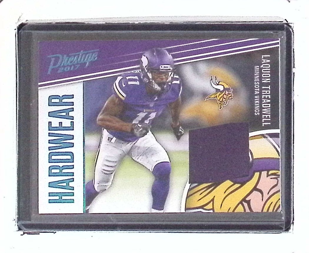 Laquon Treadwell Player Worn Patch Blue Variation 2017 Panini Prestige Hardware #25: Panini Select, Prizm, Mosaic, Contenders, Zenith, Phoenix, Illusions, Absolute, Rookie NFL Sports Trading Cards, SP, SSP, Cards, Football Cards for Sale Near Me, Superbowl & Hall of Fame Player Cards,