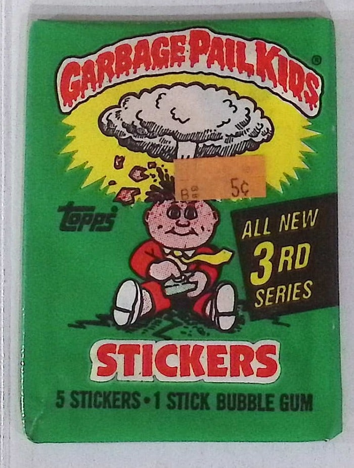 1986 Topps Vintage Garbage Pail Kids Retail Box Wax Pack - 3rd Series: Sealed Packs this old have no card quality guarantees - Topps Trading Cards Sold on Line, Auction Lots for sale on line, Trading Card Stickers