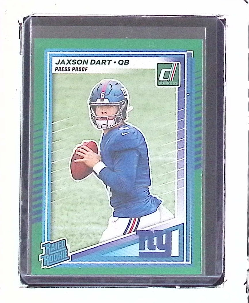 Jaxson Dart Green Press Proof 2025 Donruss Rated Rookie Card #400 (1 of 2)