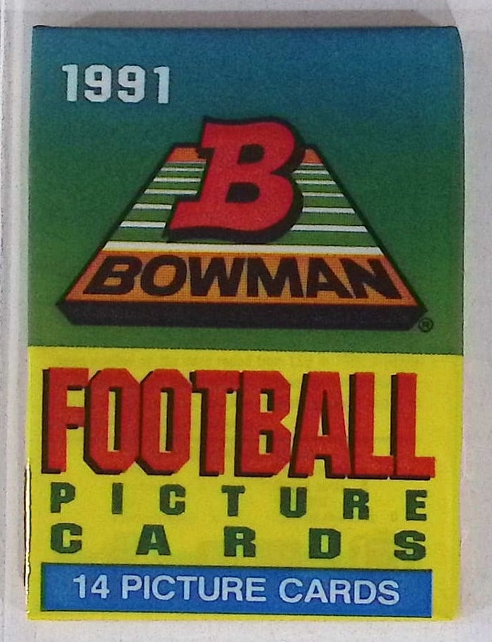 1991 Bowman Vintage Football Card Retail Box Wax Pack - Emmitt Smith Rookie Card: Vintage Valuable Football NFL Trading & Sports Cards, Old Sports Cards Sold On Line, Auction Lots Sold On Line, Super Bowl and Hall of Fame Players, Dallas Cowboys, Buffalo Bills, Steelers, 49ers, Joe