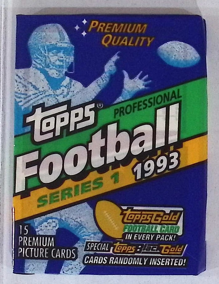 1993 Topps Football Card Retail Box Wax Pack - John Elway, Dan Marino, Joe Montana: Vintage Valuable Football NFL Trading & Sports Cards, Old Sports Cards Sold On Line, Auction Lots Sold On Line, Super Bowl and Hall of Fame Players, Dallas Cowboys, Buffalo Bills, Steelers, 49ers, Joe