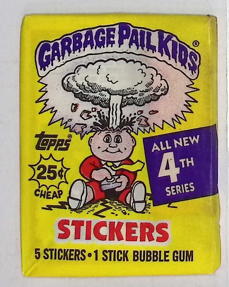 1986 Topps Vintage Garbage Pail Kids Retail Box Wax Pack - 4th Series: Sealed Packs this old have no card quality guarantees - Topps Trading Cards Sold on Line, Auction Lots for sale on line, Trading Card Stickers