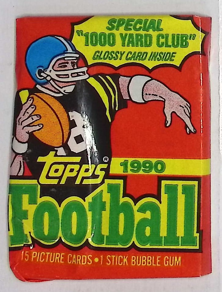 1990 Series 1 Topps Football Card Retail Box Wax Pack - Deion Sanders Rookie Card: Vintage Valuable Football NFL Trading & Sports Cards, Old Sports Cards Sold On Line, Auction Lots Sold On Line, Super Bowl and Hall of Fame Players, Dallas Cowboys, Buffalo Bills, Steelers, 49ers, Joe