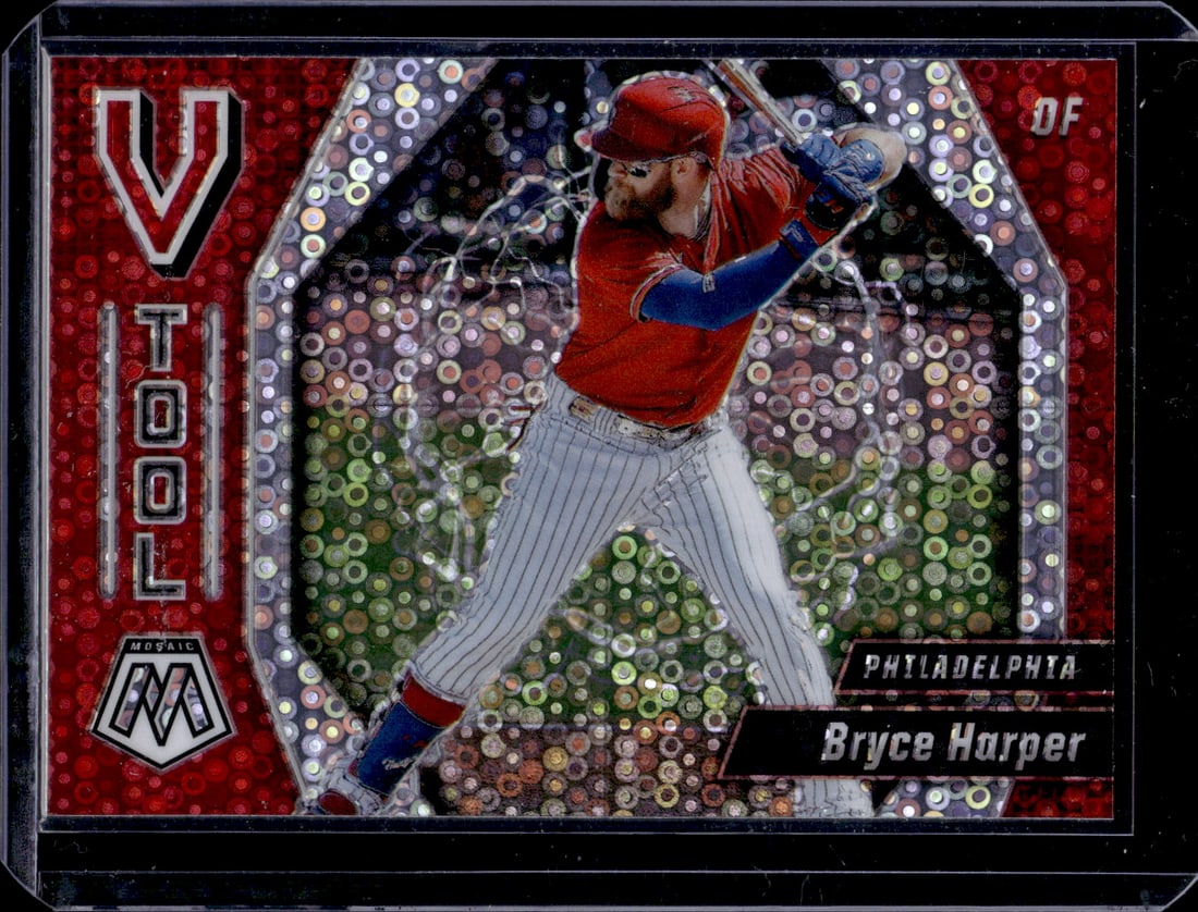 Bryce Harper V Tool Quick Pitch Prizm 2021 Mosaic #VT5 Philadelphia Phillies: Panini Baseball MLB Trading & Sports Cards, Sports Cards for Sale Near Me, Prizm, Mosaic, Select, SP, SSP, Auction Memorabilia Lots for Sale On Line, World Series & Hall of Fame Players