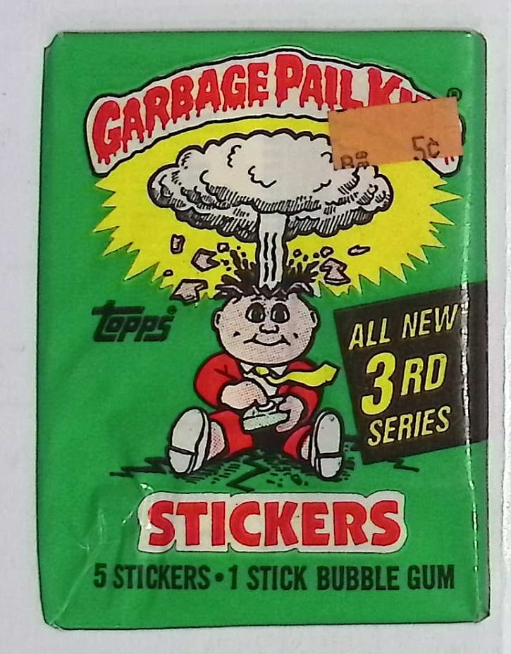 1986 Topps Vintage Garbage Pail Kids Retail Box Wax Pack - 3rd Series: Sealed Packs this old have no card quality guarantees - Topps Trading Cards Sold on Line, Auction Lots for sale on line, Trading Card Stickers