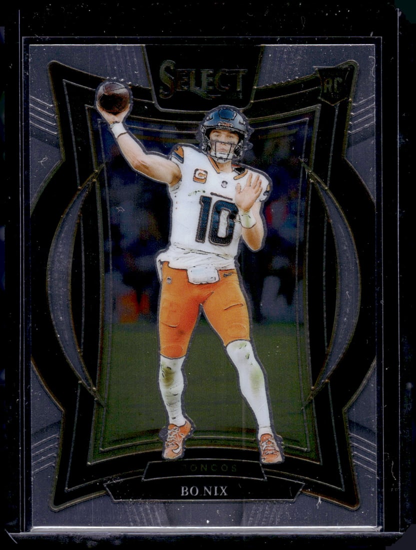 Bo Nix Rookie Card 2024 Select #30 Denver Broncos: Panini Select, Prizm, Mosaic, Contenders, Zenith, Phoenix, Illusions, Absolute, Rookie NFL Sports Trading Cards, SP, SSP, Cards, Football Cards for Sale Near Me, Superbowl & Hall of Fame Player Cards,