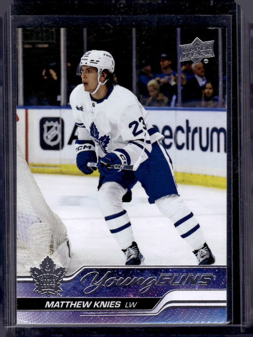 Matthew Knies Young Guns Rookie Card 2023-24 Upper Deck #222 Toronto Maple Leafs: Upper Deck NHL Hockey Trading & Sports Cards, Sports Cards for Sale Near Me, Stanley Cup & Hall of Fame Players, Valuable Auction Memorabilia Lots for Sale On Line