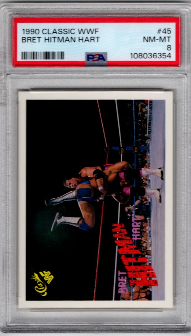 Bret Hitman Hart 1990 Classic WWF #45 PSA 8: WWF, WWE, nWo, WCW, ECW, Wrestling, Pro Wrestling, Wrestling Cards, Wrestling Sports Cards