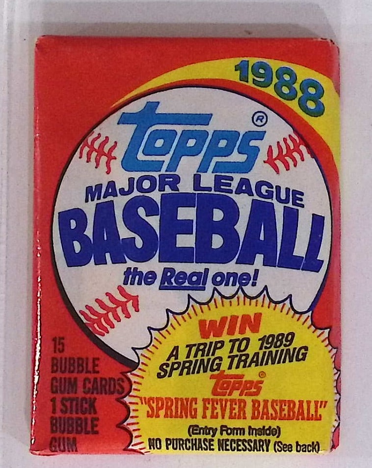 1988 Topps Series 1 Vintage Baseball Card Retail Box Wax Pack Sports Cards: Topps Vintage Rookie Basseball MLB Trading & Sports Cards, Rookie Cards in this Set are Tom Glavine, & Jim Abbott, Old Baseball and Sports Cards For Sale Near Me, World Series Players, Hall of Fame St