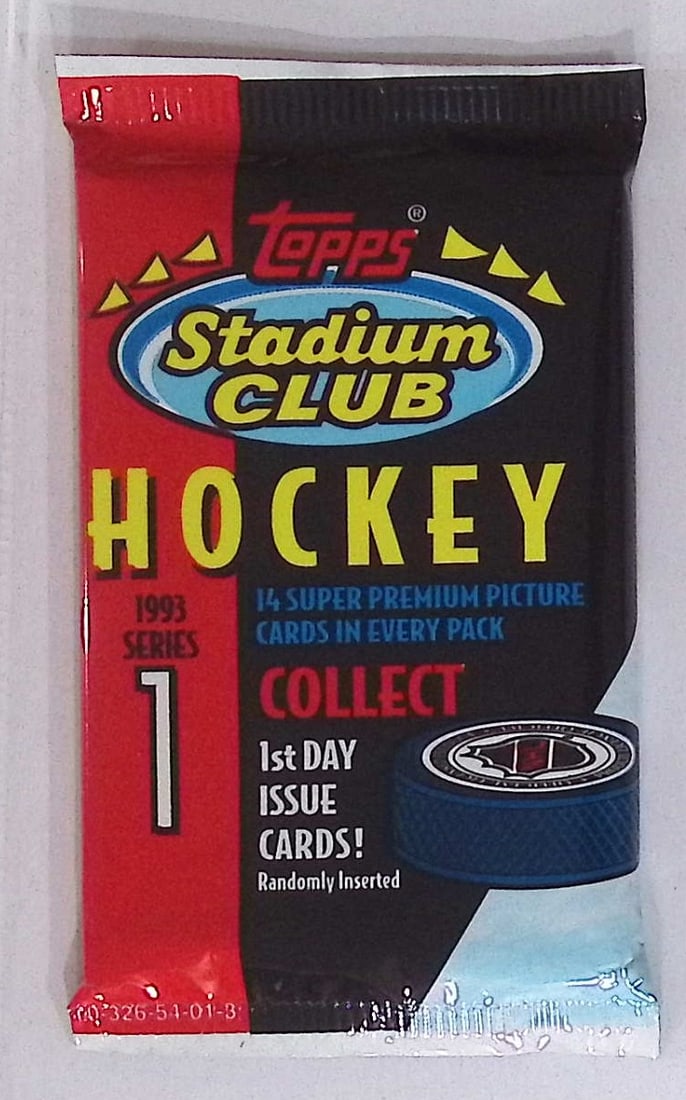 1993 Topps STADIUM CLUB Series 1 Hockey Cards Retail Box Wax Pack NHL Trading Cards: Topps Vintage Hockey NHL Trading & Sports Cards, Brett Hull, Ray Bourque, Patrick Roy, Mario Lemieux, Wayne Gretzky, Old Sports Cards for Sale Near Me, Stanley Cup & Hall of Fame Players, Valuable Auc