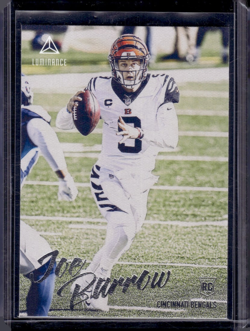 Joe Burrow Rookie Card 2020 Chronicles Luminance #201 Cincinnati Bengals: Panini Select, Prizm, Mosaic, Contenders, Zenith, Phoenix, Illusions, Absolute, Rookie NFL Sports Trading Cards, SP, SSP, Cards, Football Cards for Sale Near Me, Superbowl & Hall of Fame Player Cards,