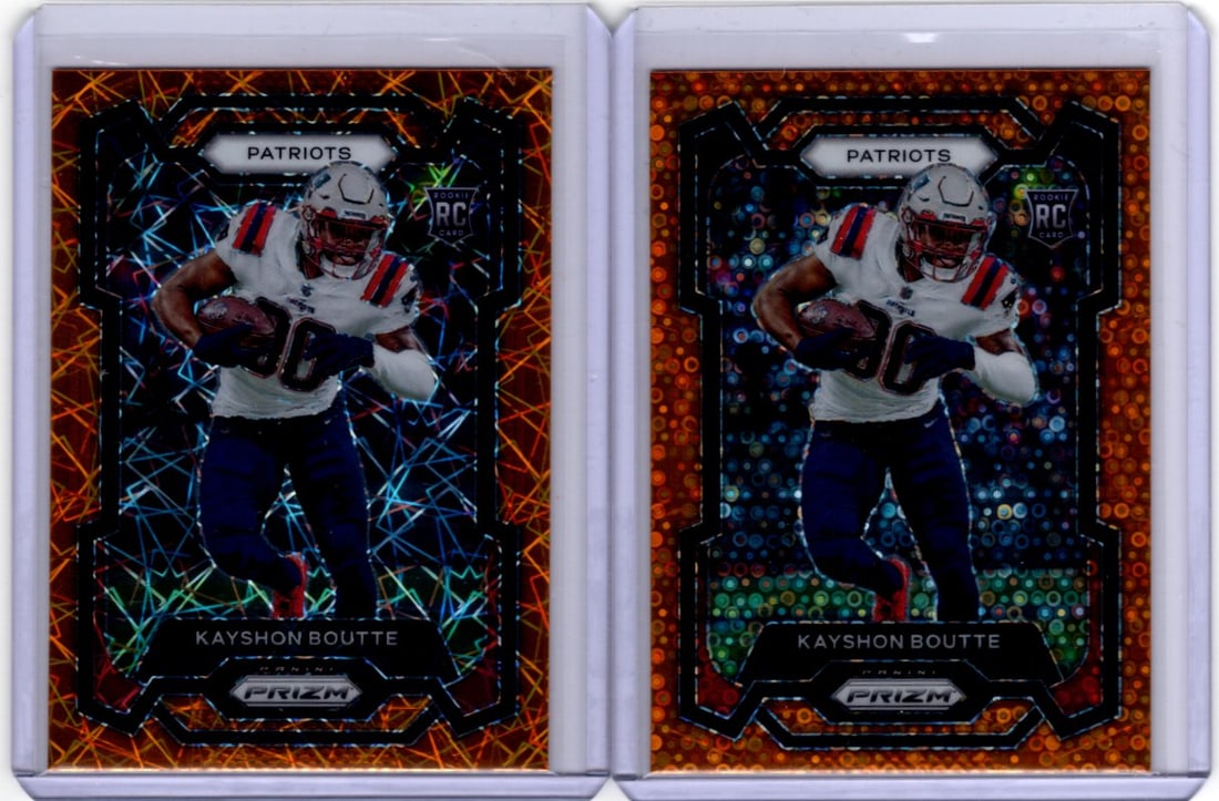 Lot of 2 Kayshon Boutte Rookies Orange Lazer & Orange Disco 2023 Prizm #370 Patriots (1 of 2)