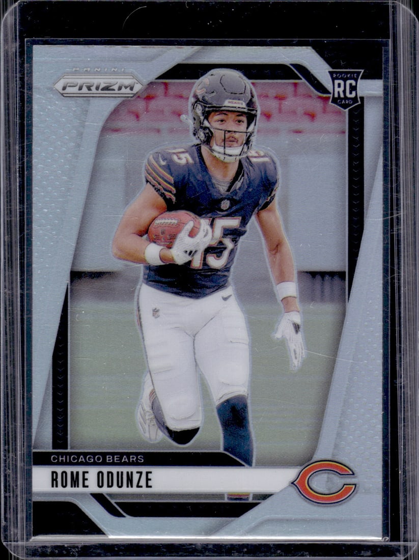 Rome Odunze Rookie Card Silver Prizm 2024 Panini Prizm #385 Chicago Bears (1 of 2)