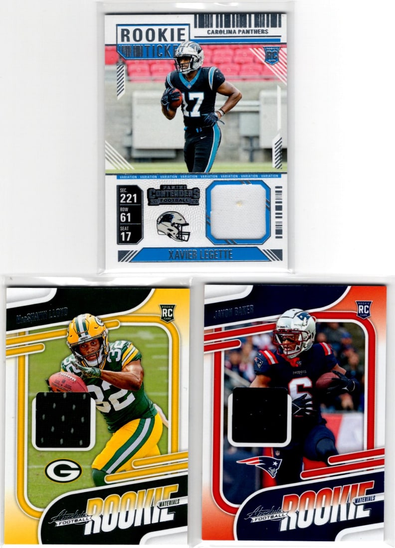 Lot of 3 NFL Rookie Patch Cards. Xavier Legette, Marshawn Lloyd, Javon Baker (1 of 2)