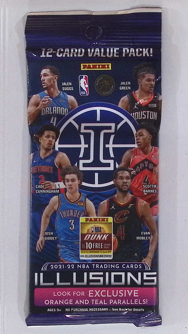 2021-22 Panini Illusions Basketball HANGER VALUE PACK Rookies: Cade Cunningham, Jalen Green: Rookies: Cade Cunningham, Jalen Green, Scottie Barnes, Evan Mobley, Jalen Suggs, Josh Giddey. Panini Illusions Basketball NBA Trading & Sports Cards, Sports Cards for Sale Near Me, Auction Lots for Sa