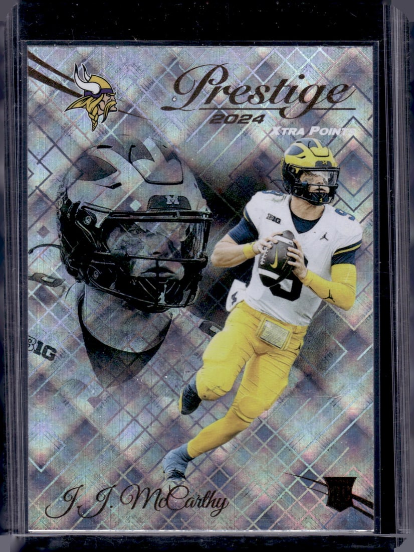 JJ McCarthy Rookie Card Xtra Points Diamond 2024 Prestige #311 Minnesota Vikings: Panini Select, Prizm, Mosaic, Contenders, Zenith, Phoenix, Illusions, Absolute, Rookie NFL Sports Trading Cards, SP, SSP, Cards, Football Cards for Sale Near Me, Superbowl & Hall of Fame Player Cards,