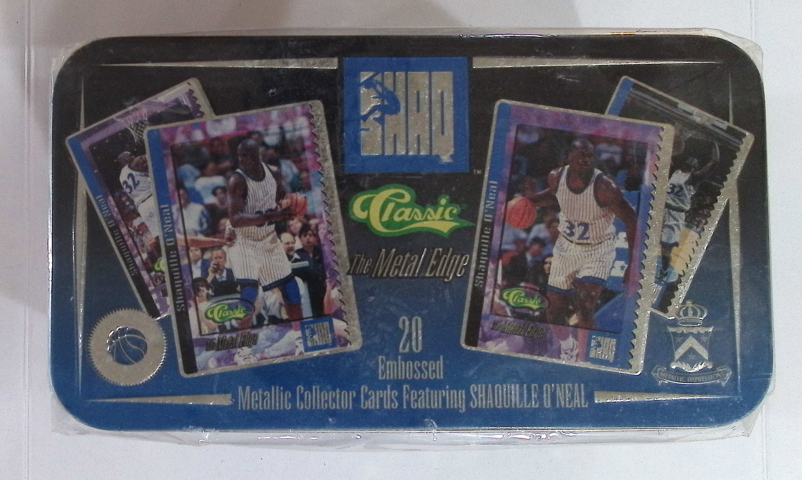 SHAQ 1994 CLASSIC METAL EDGE EMBOSSED METALLIC BASKETBALL CARDS SEALED TIN: Classic, Basketball NBA Trading & Sports Cards, Sports Cards for Sale Near Me, Chrome, Refractor, SP, SSP, Valuable Auction Memorabilia Lots Sold On Line, NBA Championship & Hall of Fame Player Cards