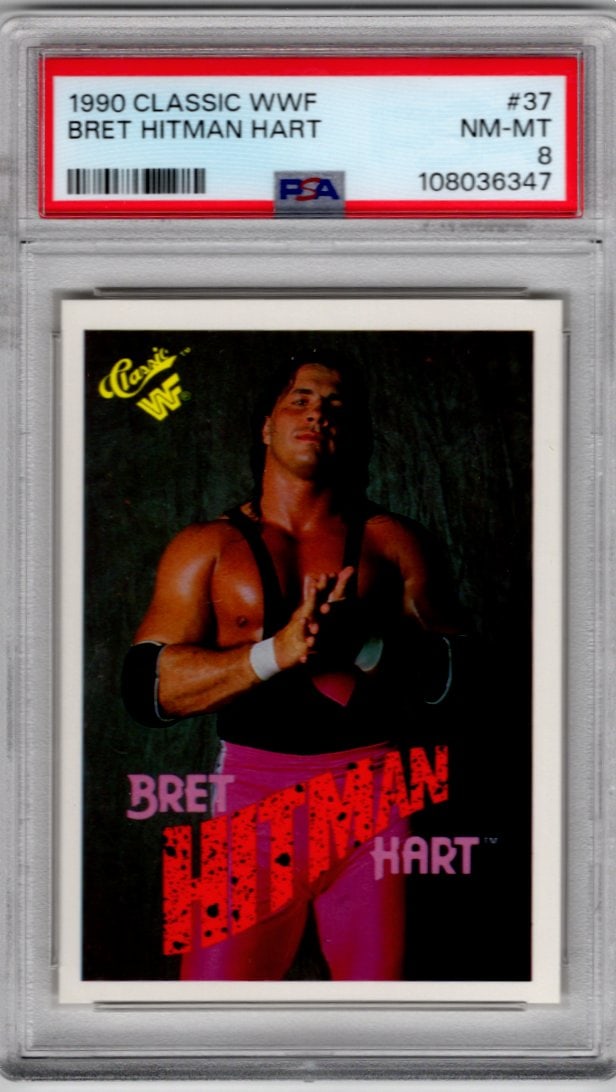 Bret Hitman Hart 1990 Classic WWF #37 PSA 8: WWF, WWE, nWo, WCW, ECW, Wrestling, Pro Wrestling, Wrestling Cards, Wrestling Sports Cards