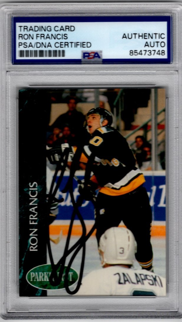 Ron Francis PSA Authentic Auto 1993-94 Parkhurst #141 Pittsburgh Penguins: Parkhurst NHL Hockey Trading & Sports Cards, Old Sports Cards for Sale Near Me, Stanley Cup & Hall of Fame Players, Valuable Auction Memorabilia Lots for Sale On Line