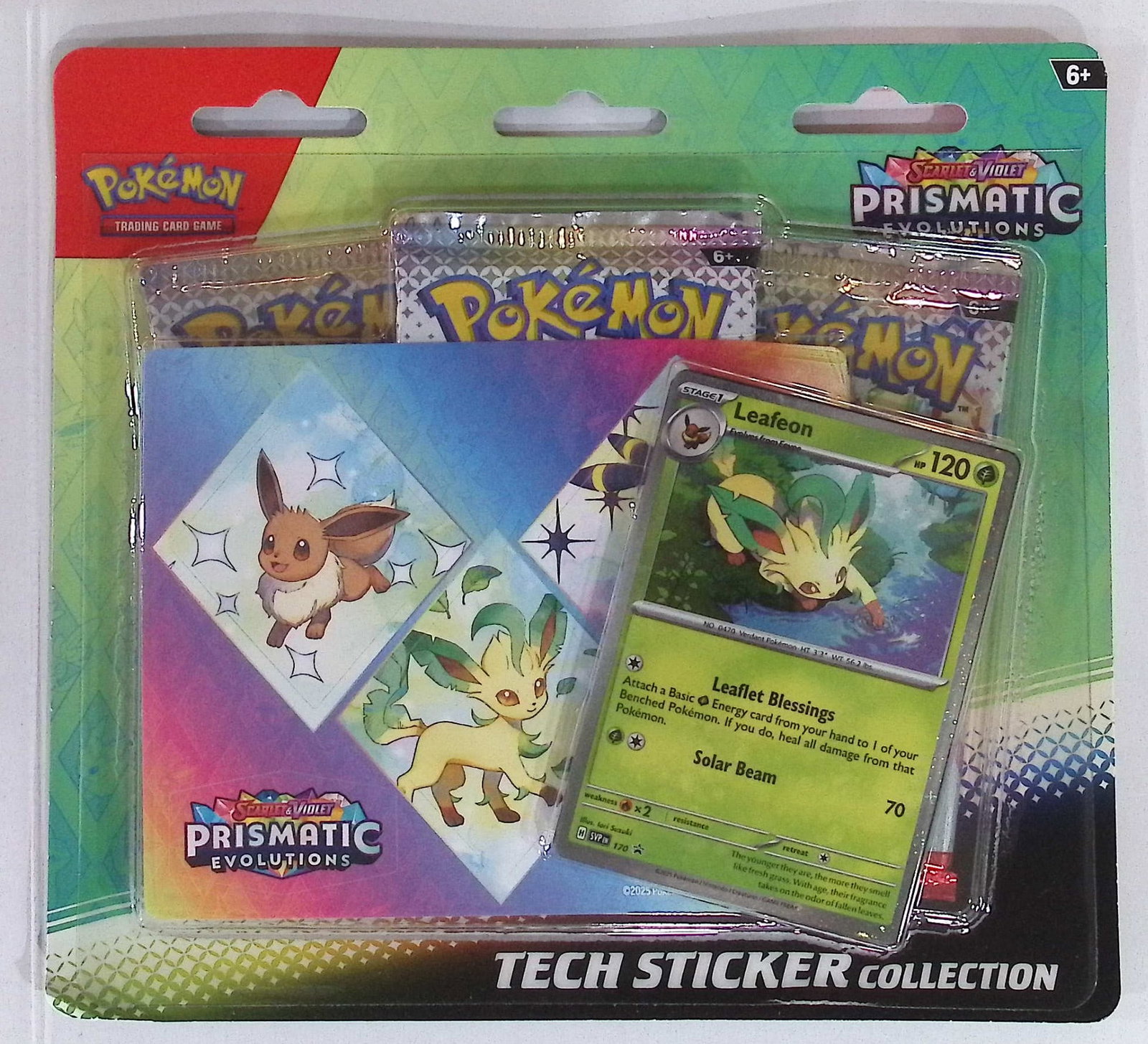2025 Pokemon Scarlet & Violet Prismatic Evolutions Tech Sticker Collection Blister Packs: Pokemon Trading Card Game Cards, Charizard, Pikachu, Mewto, EX, Referse Holo, Holo Rare Cards, Secret Rare Cards, Full Art Cards, Evee, 3 Stars Ultra Rare Cards, Double Rare, Illustration Rare, Specia