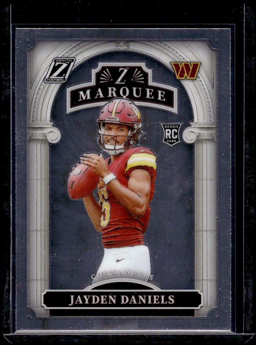Jayden Daniels Rookie Card Z Marquee 2024 Panini Zenith #2 Washington Commanders: Panini Select, Prizm, Mosaic, Contenders, Zenith, Phoenix, Illusions, Absolute, Rookie NFL Sports Trading Cards, SP, SSP, Cards, Football Cards for Sale Near Me, Superbowl & Hall of Fame Player Cards,