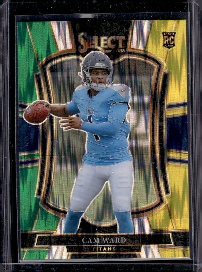Cam Ward Rookie Card Green/Yellow Shock Prizm 2025 Select #126 Tennessee Titans (1 of 2)