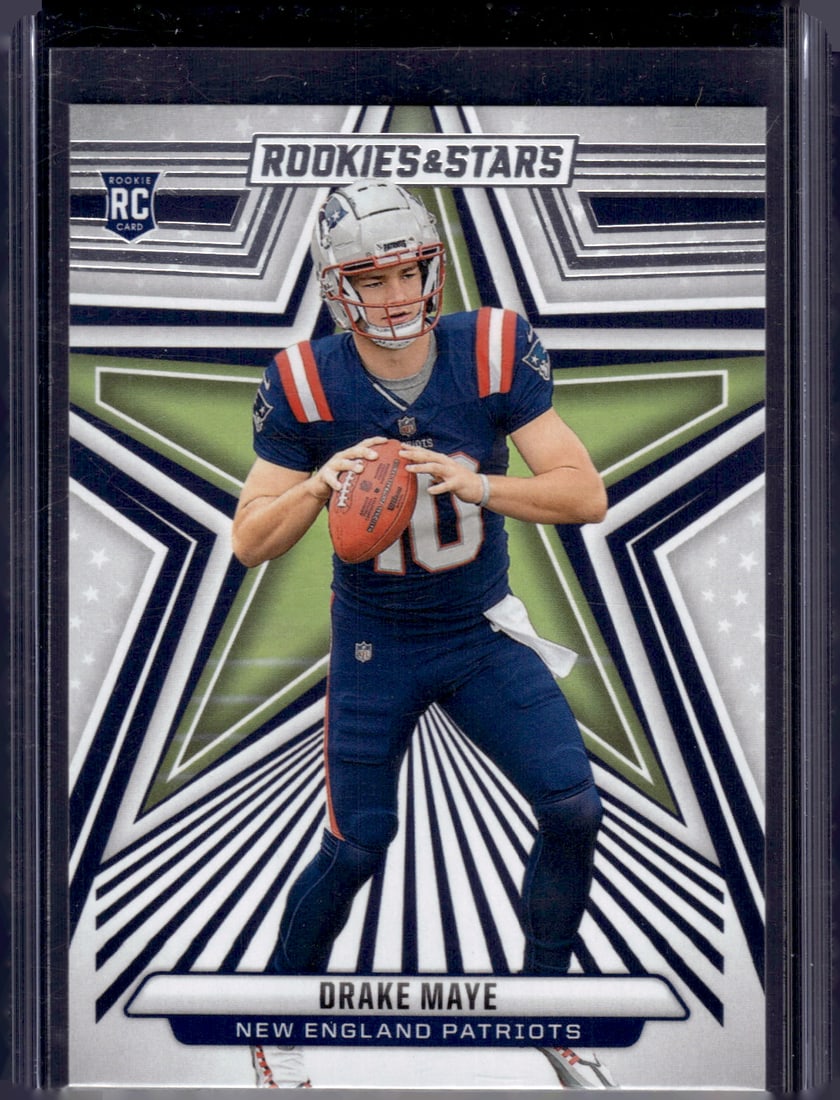 Drake Maye Rookie Card 2024 Rookies & Stars #129 New England Patriots: Panini Select, Prizm, Mosaic, Contenders, Zenith, Phoenix, Illusions, Absolute, Rookie NFL Sports Trading Cards, SP, SSP, Cards, Football Cards for Sale Near Me, Superbowl & Hall of Fame Player Cards,