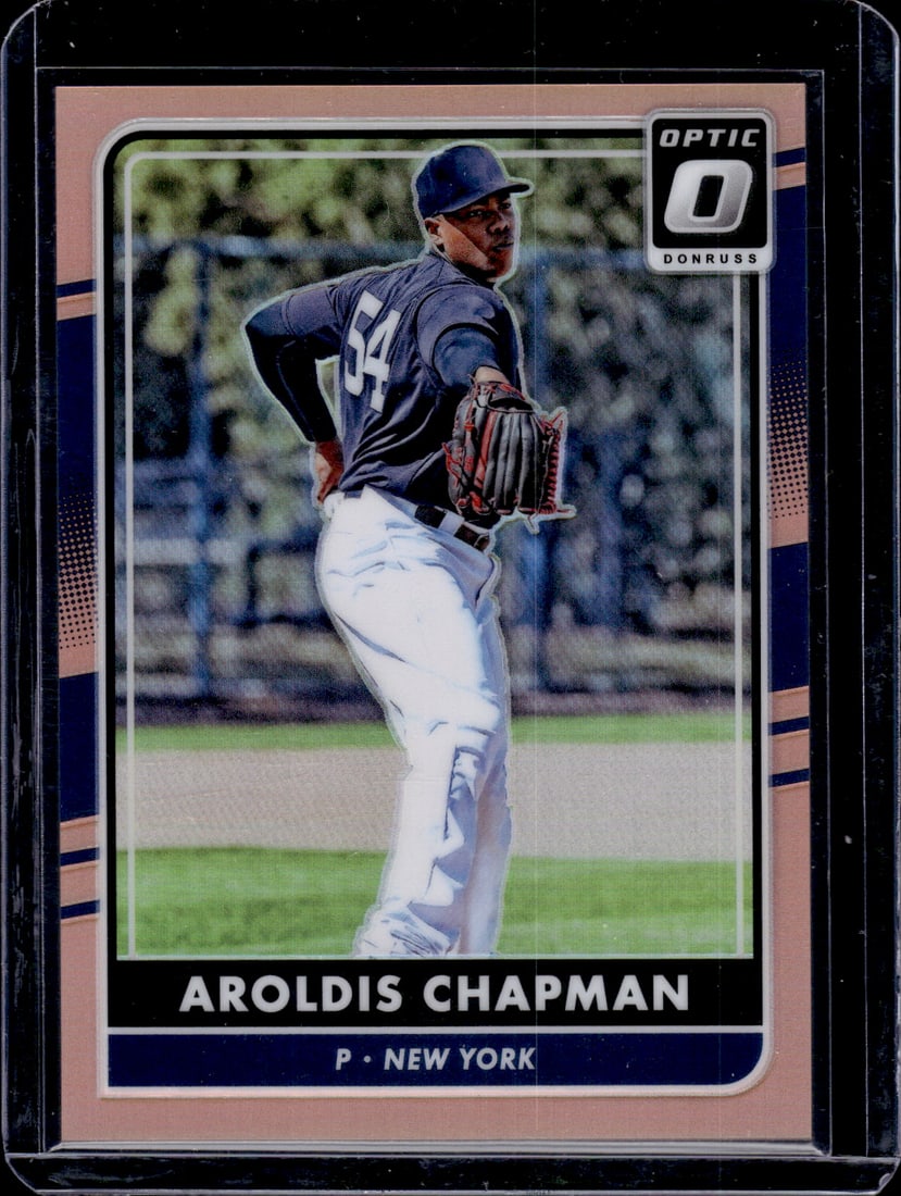 Aroldis Chapman Orange Prizm /199 2016 Donruss Optic #86: Panini Baseball MLB Trading & Sports Cards, Sports Cards for Sale Near Me, Prizm, Mosaic, Select, SP, SSP, Auction Memorabilia Lots for Sale On Line, World Series & Hall of Fame Players