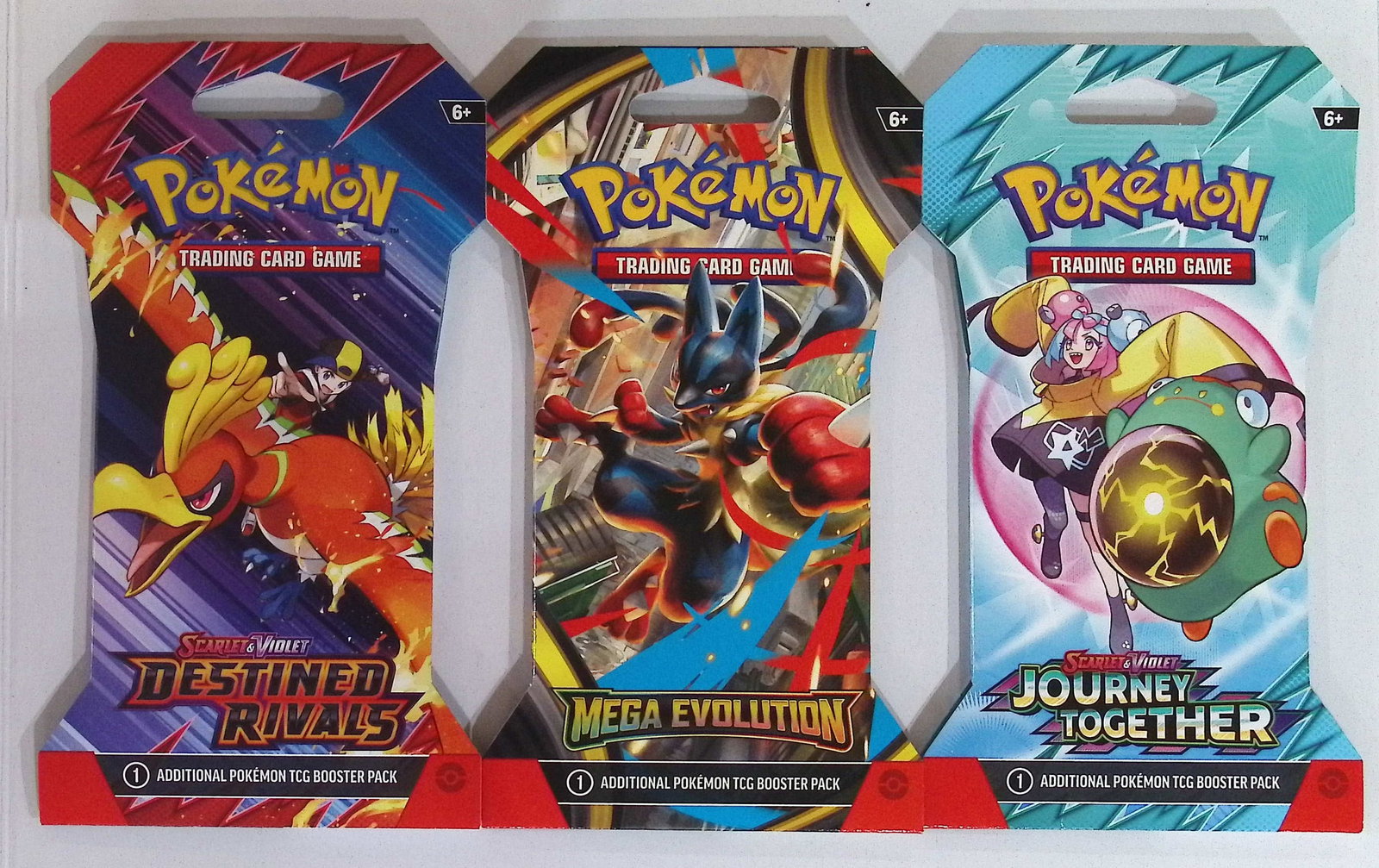3 COUNT: 1 Destined Rivals, 1 - Pokemon Journey Together, 1 - 2025 Mega Evolutions: Pokemon Trading Card Game Cards, Charizard, Pikachu, Mewto, EX, Referse Holo, Holo Rare Cards, Secret Rare Cards, Full Art Cards, Evee, 3 Stars Ultra Rare Cards, Double Rare, Illustration Rare, Specia