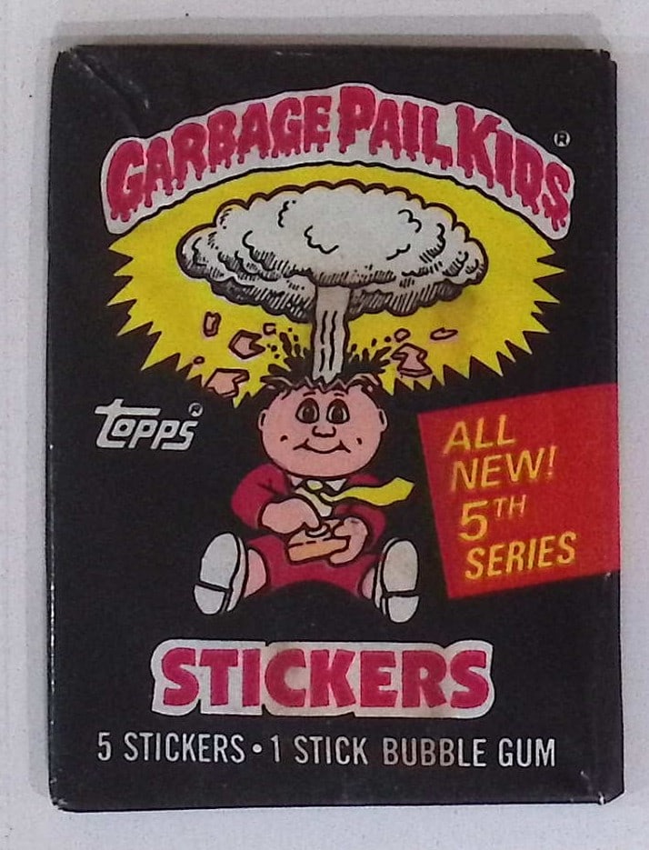 1986 Topps Vintage Garbage Pail Kids Retail Box Wax Pack - 5th Series: Sealed Packs this old have no card quality guarantees - Topps Trading Cards Sold on Line, Auction Lots for sale on line, Trading Card Stickers