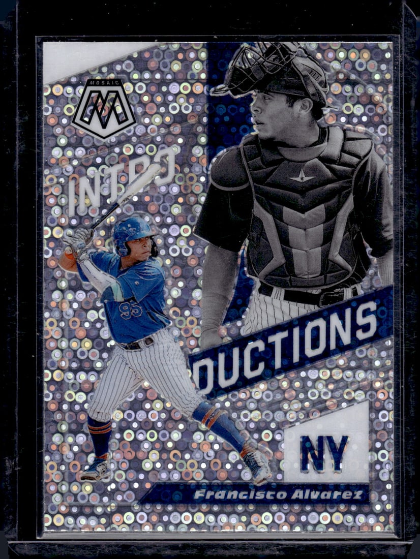Francisco Alvarez Introductions Prospects Quick Pitch Prizm 2021 Mosaic #INT11 Mets: Panini Baseball MLB Trading & Sports Cards, Sports Cards for Sale Near Me, Prizm, Mosaic, Select, SP, SSP, Auction Memorabilia Lots for Sale On Line, World Series & Hall of Fame Players