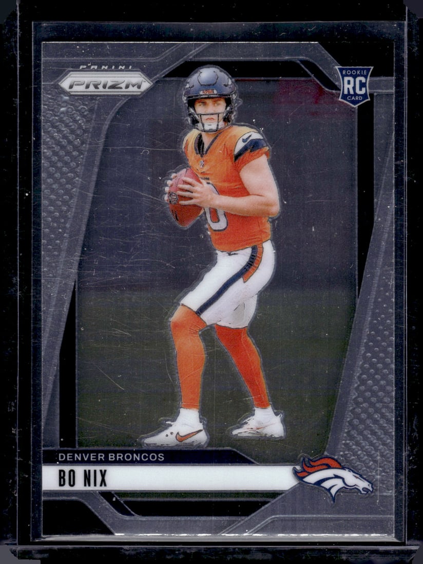 Bo Nix Rookie Card 2024 Panini Prizm #309 Denver Broncos: Panini Select, Prizm, Mosaic, Contenders, Zenith, Phoenix, Illusions, Absolute, Rookie NFL Sports Trading Cards, SP, SSP, Cards, Football Cards for Sale Near Me, Superbowl & Hall of Fame Player Cards,