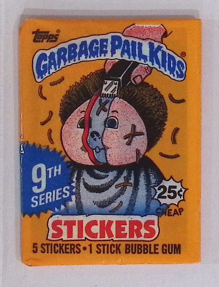 1987 Topps Vintage Garbage Pail Kids Retail Box Wax Pack - 9th Series: Sealed Packs this old have no card quality guarantees - Topps Trading Cards Sold on Line, Auction Lots for sale on line, Trading Card Stickers