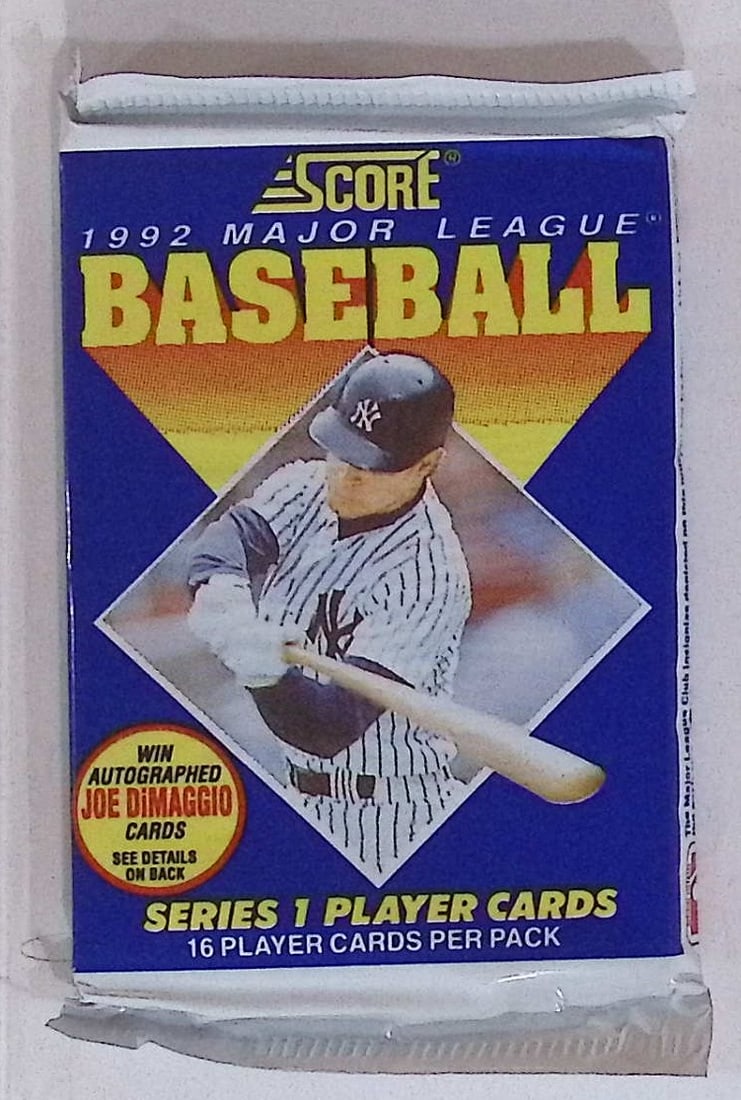 1992 Score Series 1 Vintage Baseball Cards Retail Box Pack, Sports Cards: Score Valuable Vintage Rookie Baseball MLB Trading Cards, Old Sports Cards for Sale Near Me, Joe DiMaggio, Mickey Mantle, Stan Musial Autograph, & Carl Yastrzemski Autographs, Auction Memorabilia Lots
