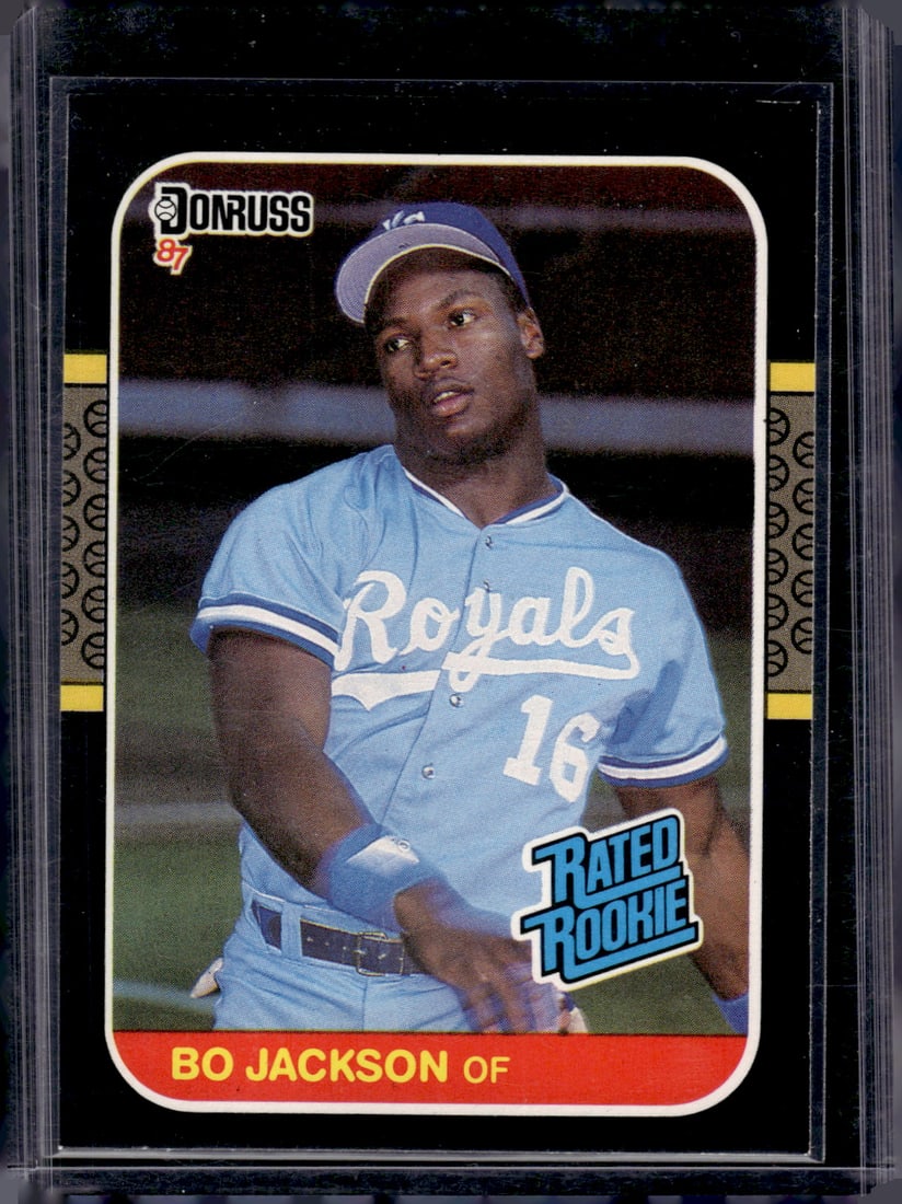 Bo Jackson Rookie Card 1987 Donruss #35 Kansas City Royals: Donruss Baseball MLB Trading & Sports Cards, Sports Cards for Sale Near Me, Prizm, Mosaic, Select, SP, SSP, Auction Memorabilia Lots for Sale On Line, World Series & Hall of Fame Players, Diamond King