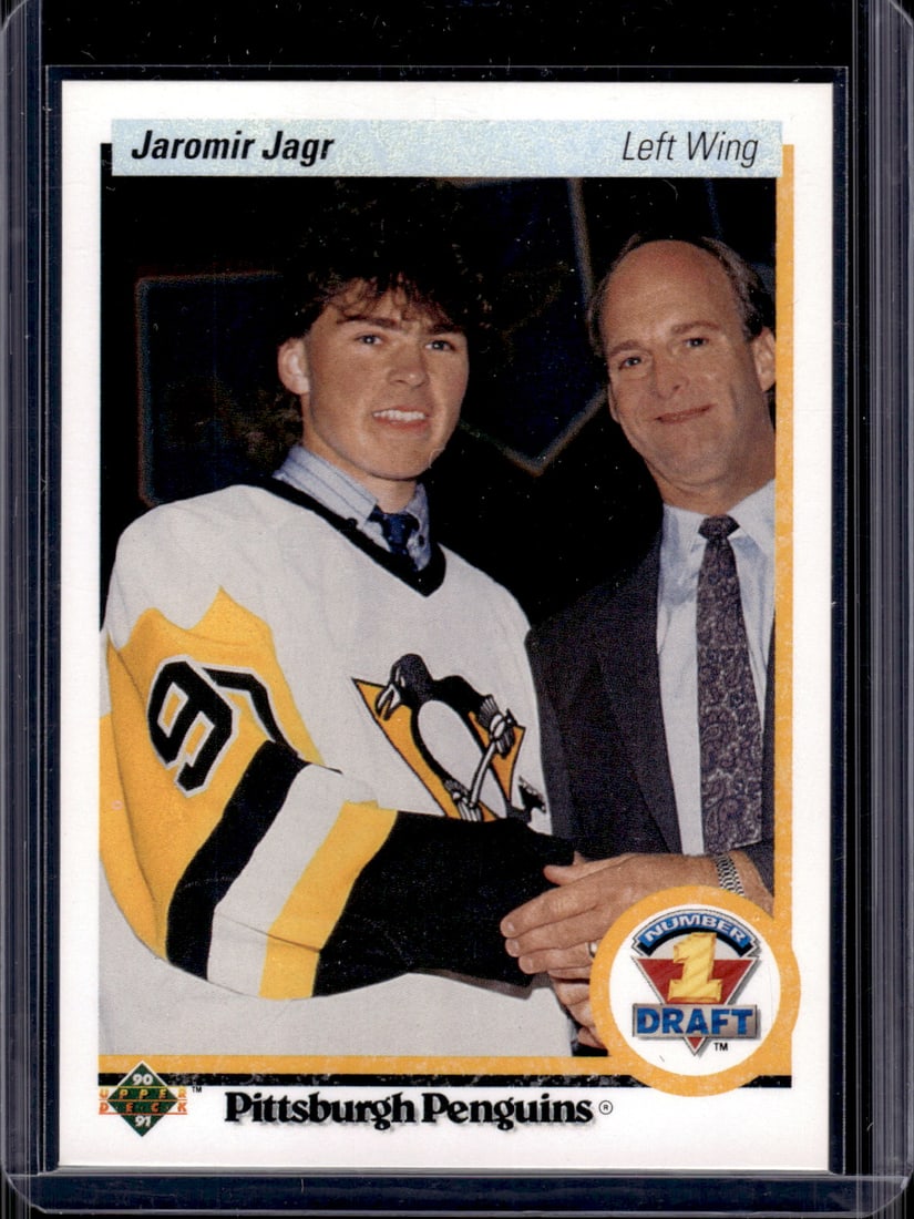 Jaromir Jagr Rookie Card 1990-91 Upper Deck #356 Pittsburgh Penguins: Upper Deck NHL Hockey Trading & Sports Cards, Sports Cards for Sale Near Me, Stanley Cup & Hall of Fame Players, Valuable Auction Memorabilia Lots for Sale On Line