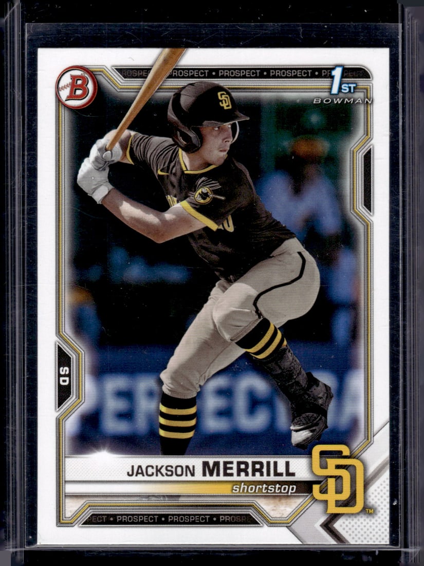 Jackson Merrill 1st Bowman 2021 Bowman Draft #BD-119 San Diego Padres: Bowman Baseball MLB Trading & Sports Cards, Sports Cards for Sale Near Me, World Series & Hall of Fame Players, SP, SSP, Chrome, 1st Bowman, Auction Memorabilia Lots Sold On Line