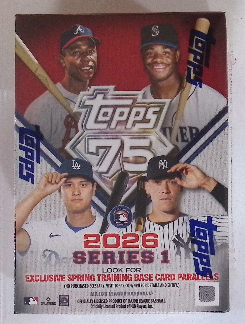 2026 Topps Series 1 Baseball 75th Anniversary Blaster Box: Factory Sealed Topps Baseball MLB Trading & Sports Cards, Rookie Cards in this set are James Wood, Dylan Crews, Speckled, SP, SSP, Variations, Autographs, Chrome, Refractors, 1976 Topps, Sports Cards