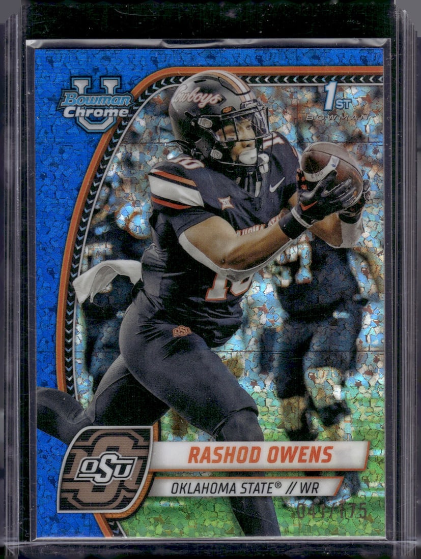Rashod Owens 1st Bowman Blue Mini Diamond /175 2024 Bowman U Chrome #151: Bowman U Chrome Football NFL Trading & Sports Cards, Sports Cards for Sale Near Me, Prospect, 1st Bowman, Super Bowl & Hall of Fame Players, Auction Memorabilia Lots For Sale Near Me