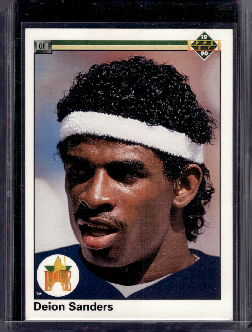 Deion Sanders Rookie Card 1990 Upper Deck #13 New York Yankees: Upper Deck Baseball MLB Trading & Sports Cards, Old Sports Cards for Sale Near Me, Auction Memorabilia Lots for Sale On Line, World Series & Hall of Fame Players