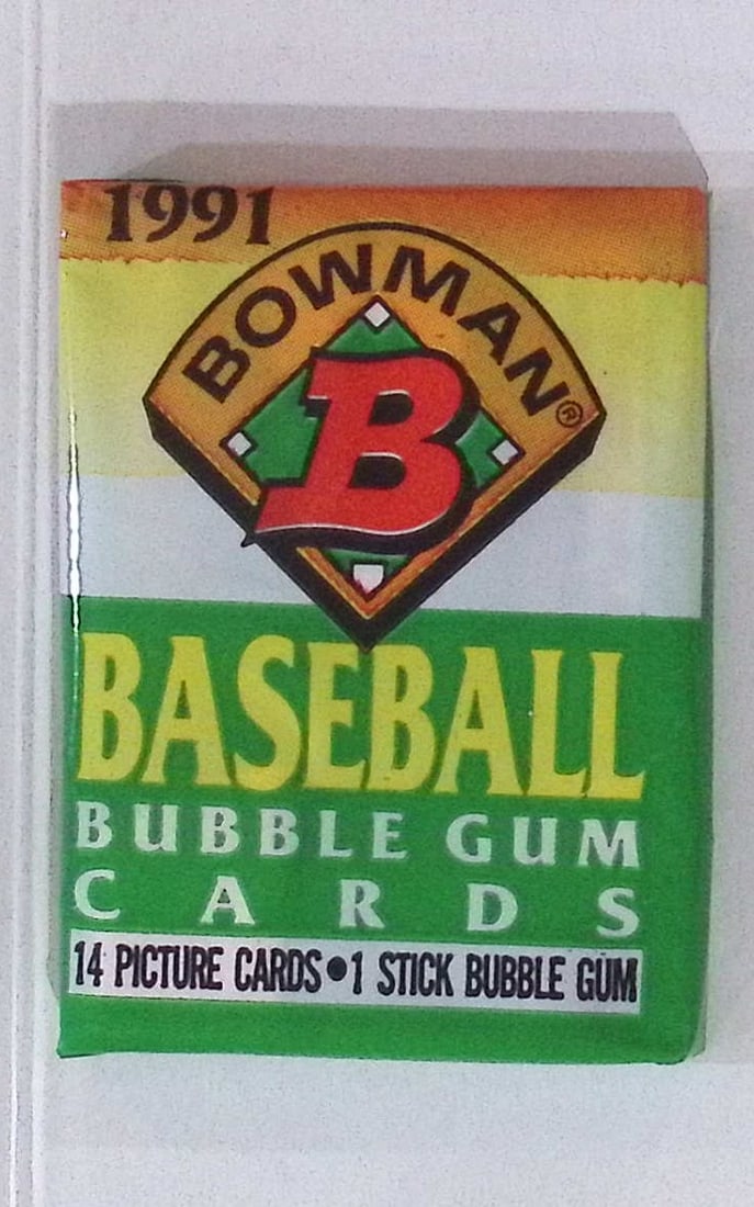 1991 Bowman Vintage Baseball Cards Retail Box Wax Pack Sports Cards MLB Trading Cards: Bowman Vintage Valuable Rookie Baseball MLB Trading & Sports Cards, Rookie Cards in this set are Jeff Bagwell, Ivan Rodriguez, Kenny Lofton, Chipper Jones, Mike Mussina, Jim Thome, old Sports Cards fo