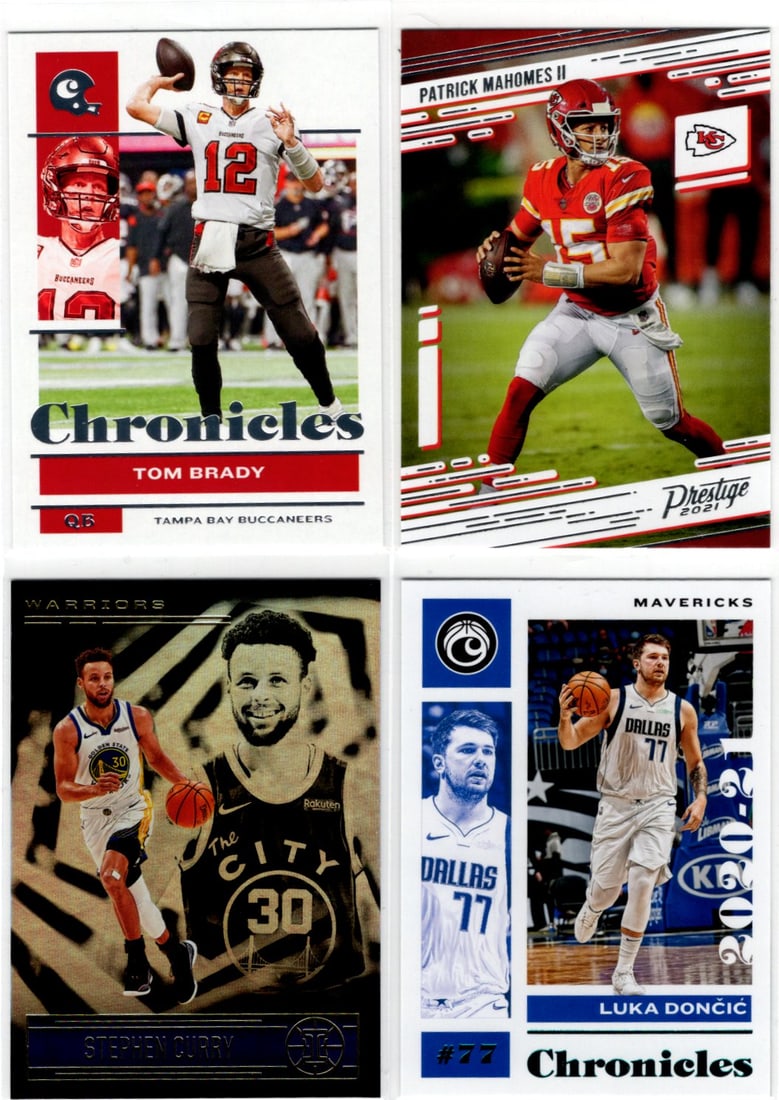 Multi Sport Lot of 4 Superstars. Tom Brady, Patrick Mahomes, Steph Curry, Luka Doncic Teal: Multi Sport Lot of 4 Superstars. Tom Brady, Patrick Mahomes, Steph Curry, Luka Doncic Teal