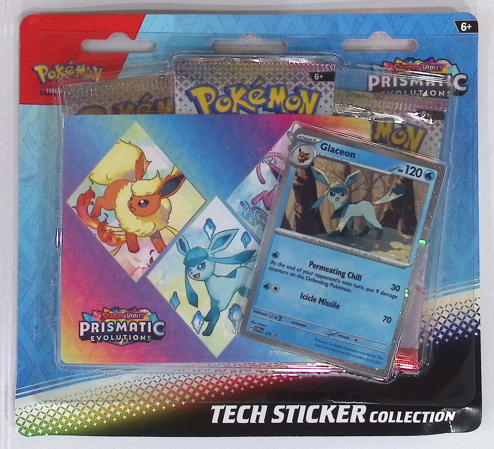 2025 Pokemon Scarlet & Violet Prismatic Evolutions Tech Sticker Collection Blister Packs: Pokemon Trading Card Game Cards, Charizard, Pikachu, Mewto, EX, Referse Holo, Holo Rare Cards, Secret Rare Cards, Full Art Cards, Evee, 3 Stars Ultra Rare Cards, Double Rare, Illustration Rare, Specia