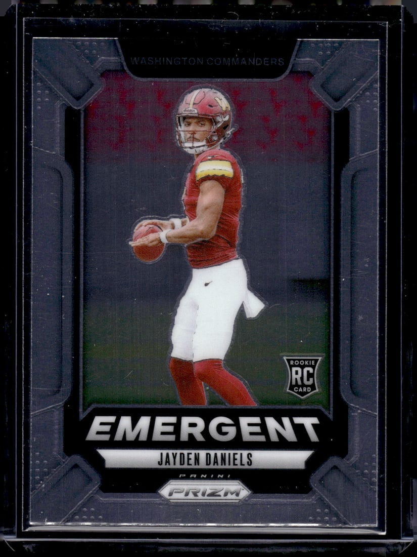 Jayden Daniels Rookie Card Emergent 2024 Panini Prizm #2 Commanders: Panini Select, Prizm, Mosaic, Contenders, Zenith, Phoenix, Illusions, Absolute, Rookie NFL Sports Trading Cards, SP, SSP, Cards, Football Cards for Sale Near Me, Superbowl & Hall of Fame Player Cards,