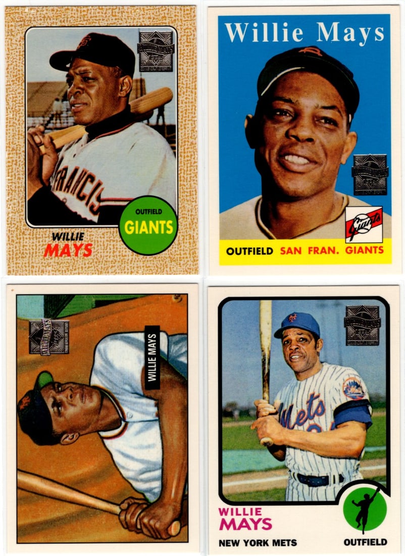 Lot of 4 Willie Mays 1996 Topps Reprints. All Different, See Pictures: Topps Baseball MLB Trading & Sports Cards, Sports Cards for Sale Near Me, World Series & Hall of Fame Players Memorabilia, Refractors, X-Fractors, Numbered, SP, SSP, Valuable Auction Memorabilia Lots