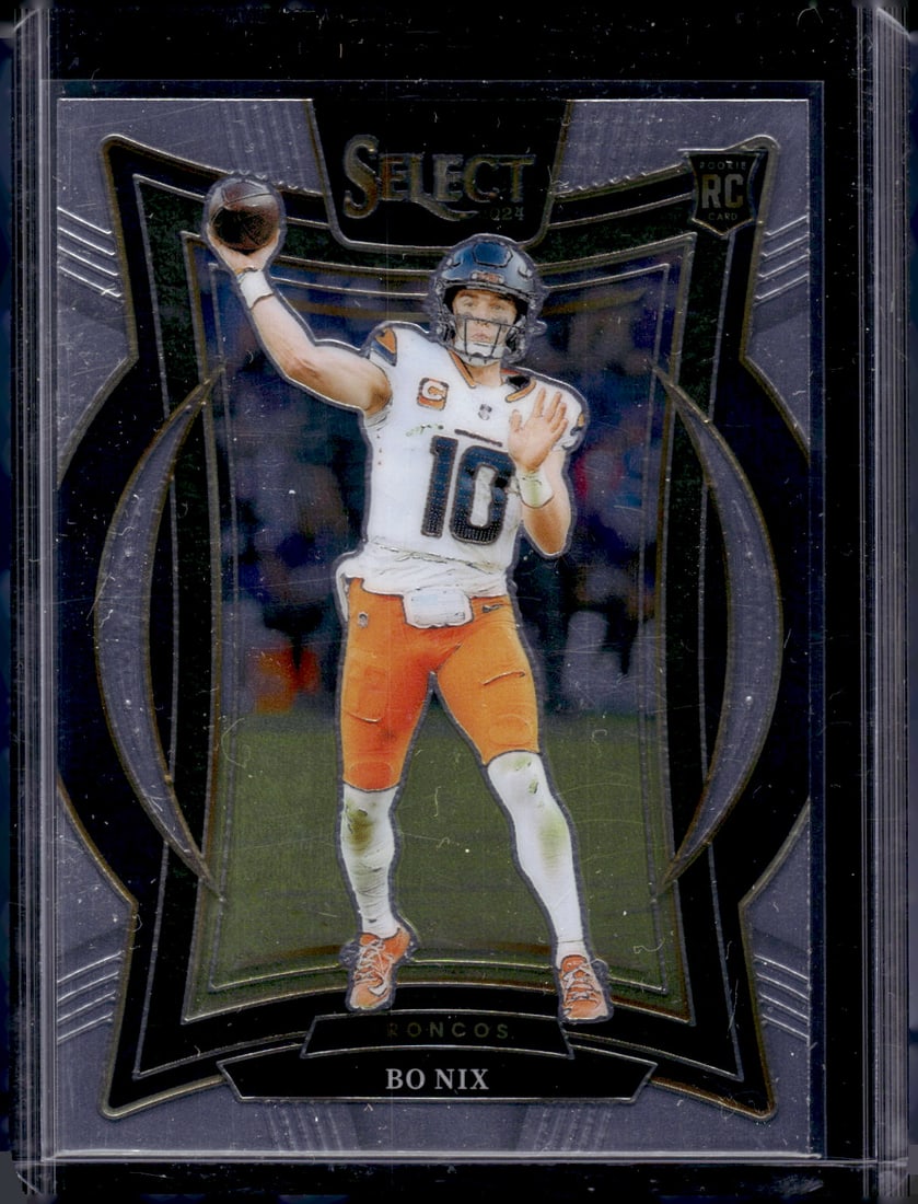 Bo Nix Rookie Card 2024 Select #30 Denver Broncos: Panini Select, Prizm, Mosaic, Contenders, Zenith, Phoenix, Illusions, Absolute, Rookie NFL Sports Trading Cards, SP, SSP, Cards, Football Cards for Sale Near Me, Superbowl & Hall of Fame Player Cards,